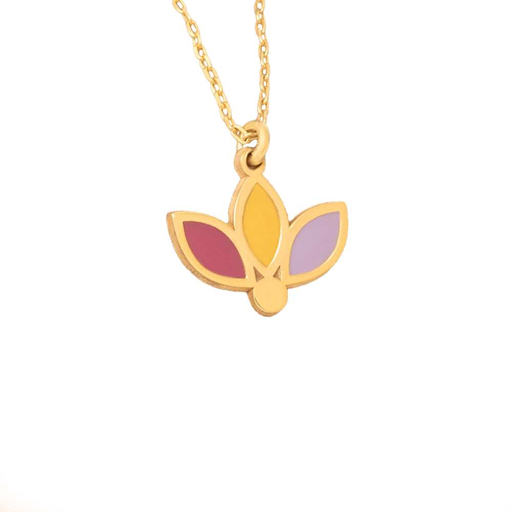 925 Sterling Silver 3 Leaf Lotus Necklace