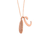 925 Sterling Silver Initial With Leaf Necklace