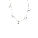 925 Sterling Silver Personalised Initial Diamond Name Necklace (Halley)