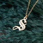 925 Sterling Silver Old English Inital Necklace