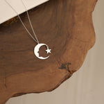925 Sterling Silver Atatürk Silüet Sallanan Star