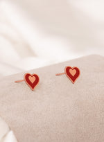 925 Sterling Silver Enamel Heart Studs