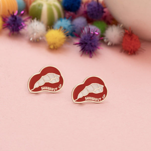 925 Sterling Silver Enamel Lips Earrings