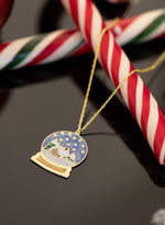 925 Sterling Silver Snow Globe Christmas Necklace