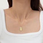 925 Sterling Silver Hexagon Initial Necklace
