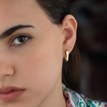 925 Sterling Silver Kenarlari Domed Üçgen Earrings