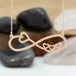 925 Sterling Silver Infinity Necklace With Hearts