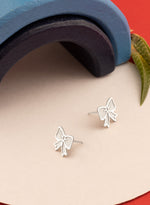 925 Sterling Silver Ribbon Bow Earrings