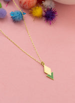 925 Sterling Silver Enamel Diamond And Triangle Necklace,