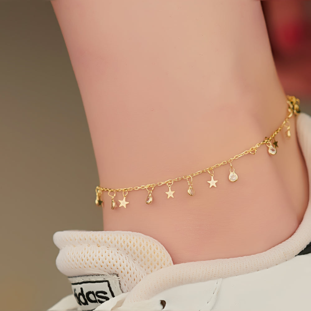 925 Sterling Silver Anklet Bracelet With Charms