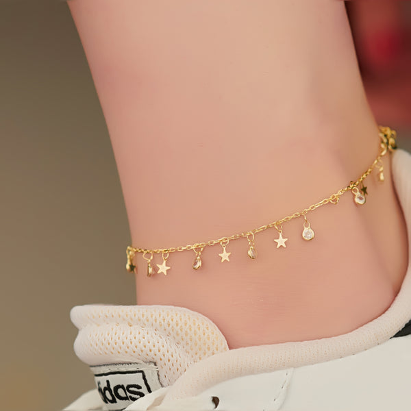 925 Sterling Silver Anklet Bracelet With Charms