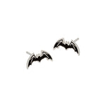925 Sterling Silver Enamel Black Bat Studs