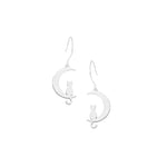 925 Sterling Silver Cat Moon Dangle & Drop Earrings