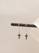925 Sterling Silver Enamel Cross Earrings