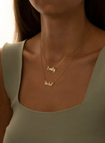 925 Sterling Silver Personalized Double Name Double Chain Necklace