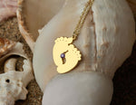 925 Sterling Silver Cute Baby Feet Necklace With Birthstone