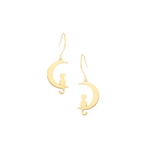 925 Sterling Silver Cat Moon Dangle & Drop Earrings