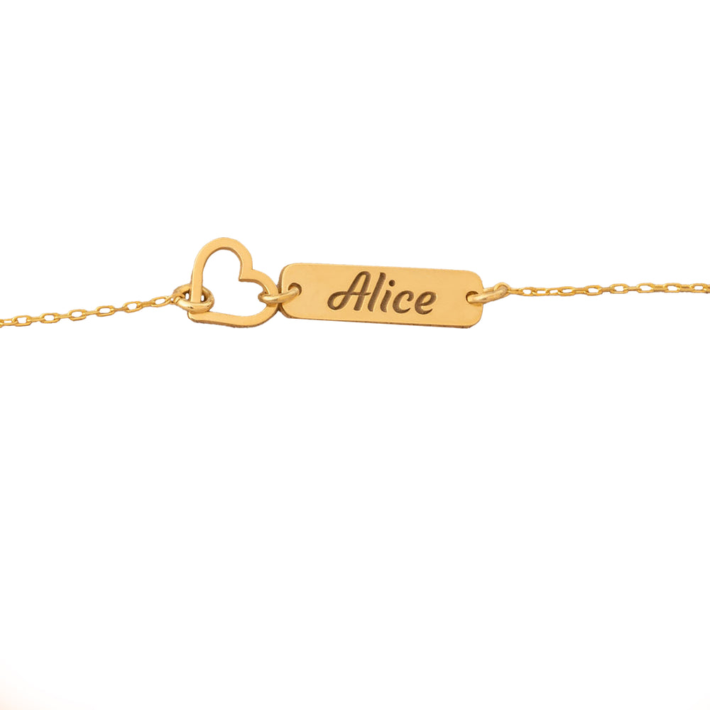 925 Sterling Silver Personalized Name Bar Bracelet With Heart