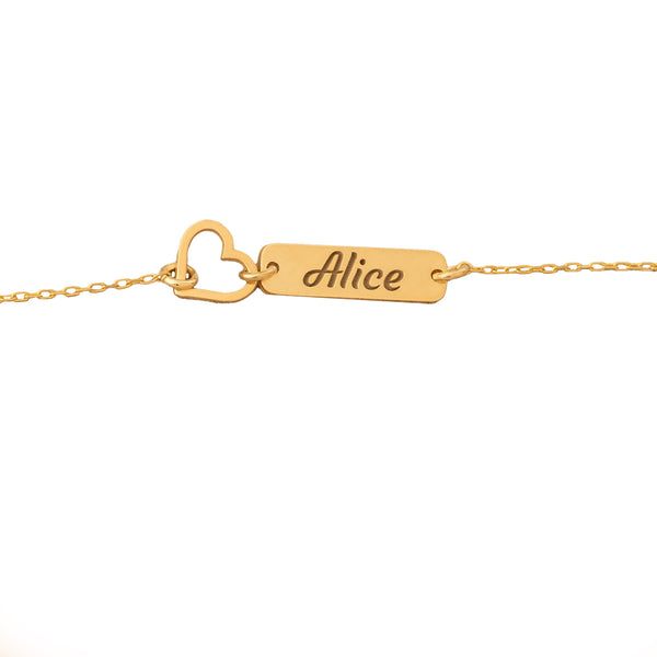 925 Sterling Silver Personalized Name Bar Bracelet With Heart