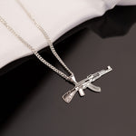 925 Sterling Silver Curb Chain Submachine Gun Necklace