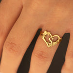 925 Sterling Silver Custom Initials Letter Heart And Flowers Rings
