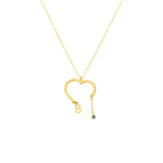 925 Sterling Silver Bir Tarafı Heart Initial Dangle Drop Diger Tarafı Doğum Taş Dangle Drop Necklace