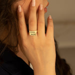 925 Sterling Silver İki Personalized Custom Name Kıvrımlı Ring