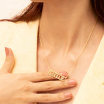 925 Sterling Silver Di̇kdörtgen Çerçeve İçi̇ İsi̇m Necklace