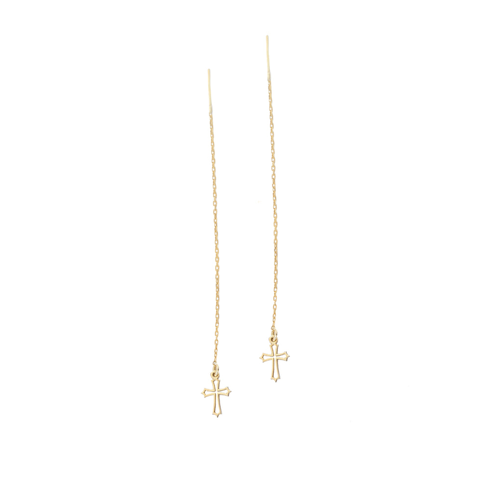925 Sterling Silver Threader Hollow Cross Dangle Earring