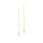 925 Sterling Silver Threader Hollow Cross Dangle Earring