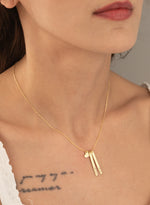 925 Sterling Silver Two Bar And Heart Necklace