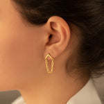 925 Sterling Silver Figaro Chain Triangle Stud Earring,