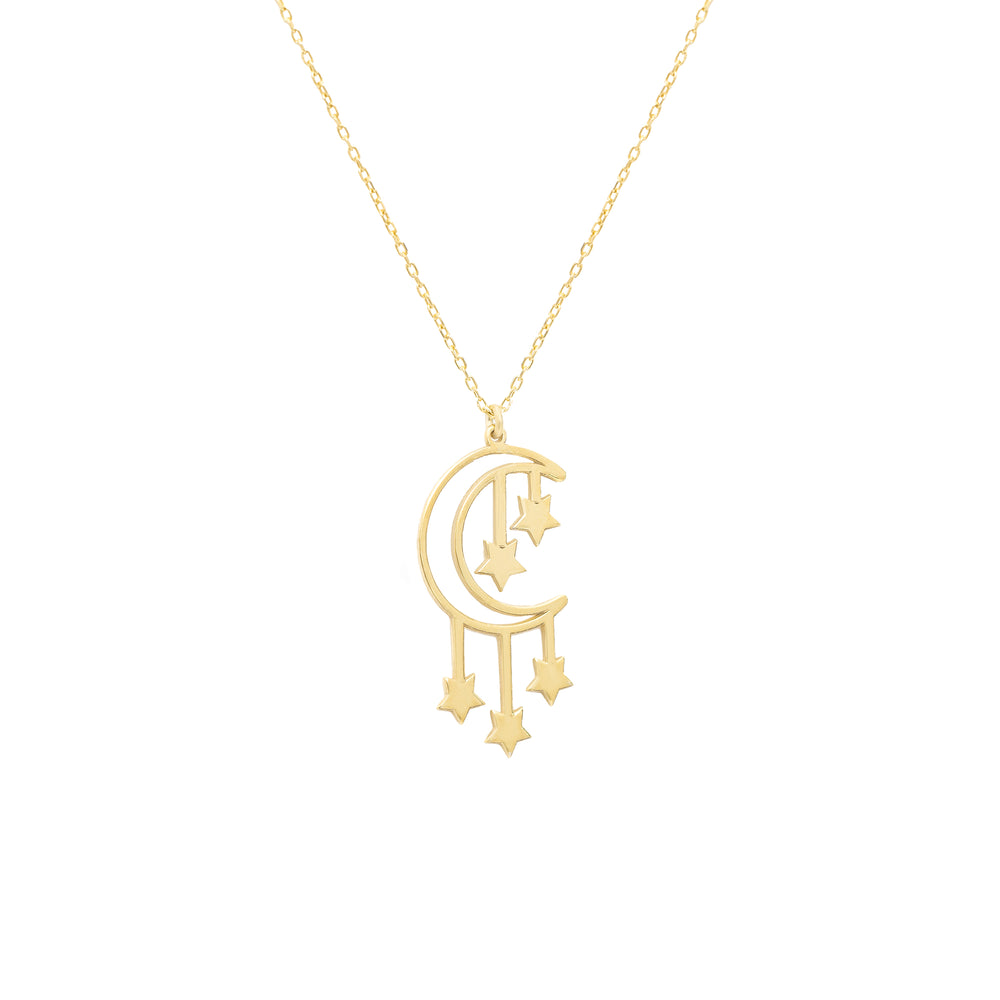 925 Sterling Silver Moon And Star Necklace