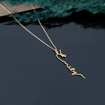 925 Sterling Silver Vertical Name Tiny Necklace