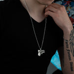 925 Sterling Silver Half Oxidized Chain Gun Necklace