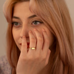 925 Sterling Silver Slim Bar Ring Önü Plaka Ring