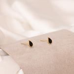 925 Sterling Silver Black Drop Studs