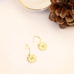 925 Sterling Silver Round Circle Initial Letter Earrings
