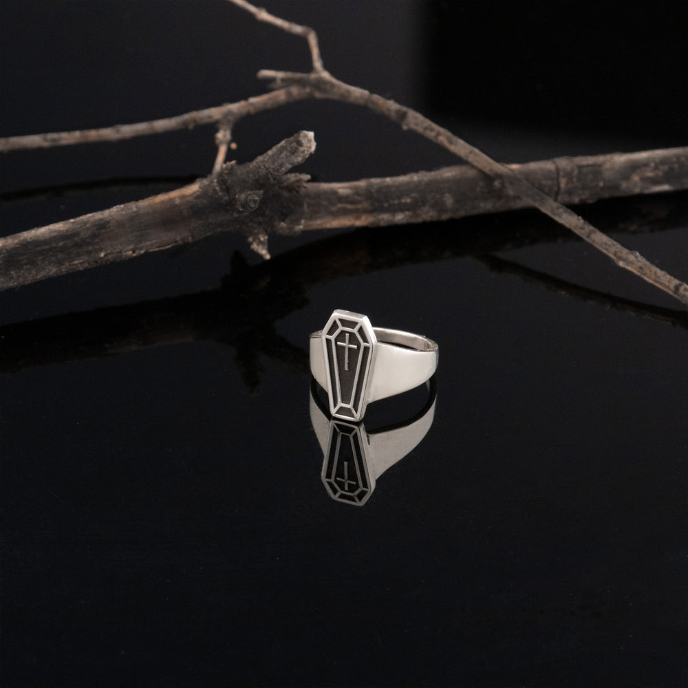 925 Sterling Silver Coffin Ring