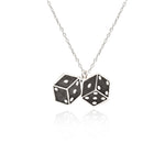 925 Sterling Silver Double Dice Necklace