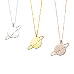 925 Sterling Silver Saturn Necklace