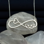 925 Sterling Silver Infinity Necklace With Hearts