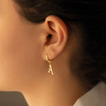 925 Sterling Silver Dangle Initial Earring 94