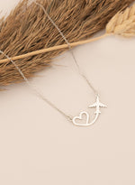 925 Sterling Silver Heart Uçak Necklace