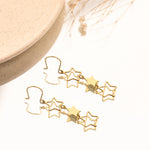 925 Sterling Silver Triple Star Drop Earrings