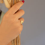 925 Sterling Silver Yoga Symbol Tiny Gold Ring