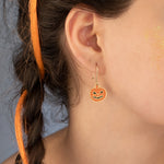 925 Sterling Silver Enamel Pumpkin Earrings,