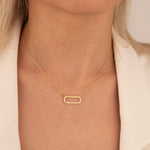 925 Sterling Silver Birthstone Rectangle Necklace