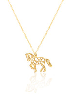 925 Sterling Silver Origami Horse Necklace