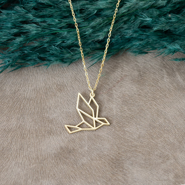 925 Sterling Silver Origami Bird Necklace